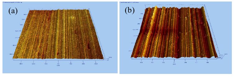 圖2 白光干涉等離子體處理前后硅橡膠的表面形貌